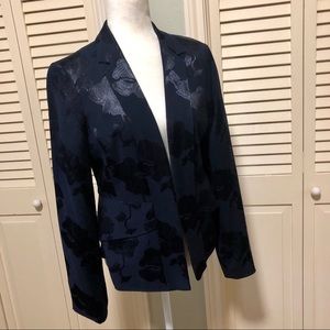 Anthropologie Floral Embossed Satin Blazer